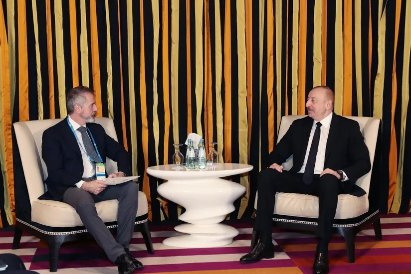 President of Azerbaijan Ilham Aliyev meets with Chairman of Board of Directors of Indra in Munich