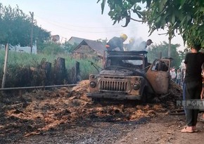 В Джалилабаде дотла сгорел груженный тюками сена ГАЗ-53