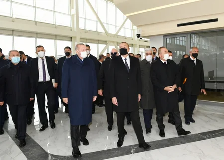 Azərbaycan və Türkiyə prezidentləri Füzuli Beynəlxalq Hava Limanının açılışında iştirak ediblər