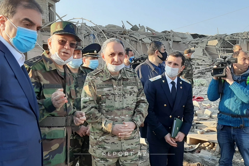 Prosecutor-General and Kamaladdin Heydarov arrive at scene in Ganja