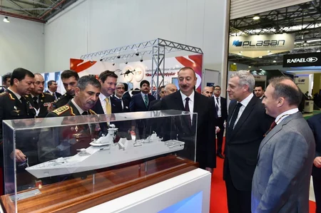 President Ilham Aliyev views 3rd Azerbaijan International Defense Exhibition ADEX 2018