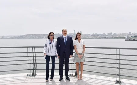Ilham Aliyev attends the opening of Baku White City boulevard
