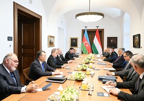 Budapeştdə Azərbaycan Prezidentinin Macarıstanın Baş naziri ilə geniş tərkibdə görüşü olub