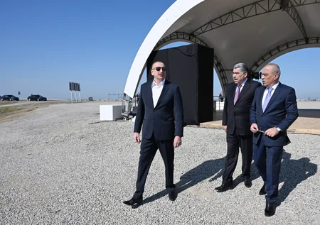 Prezident İlham Əliyev Şirvan suvarma kanalının təməlini qoyub, çıxış edib - YENİLƏNİB
