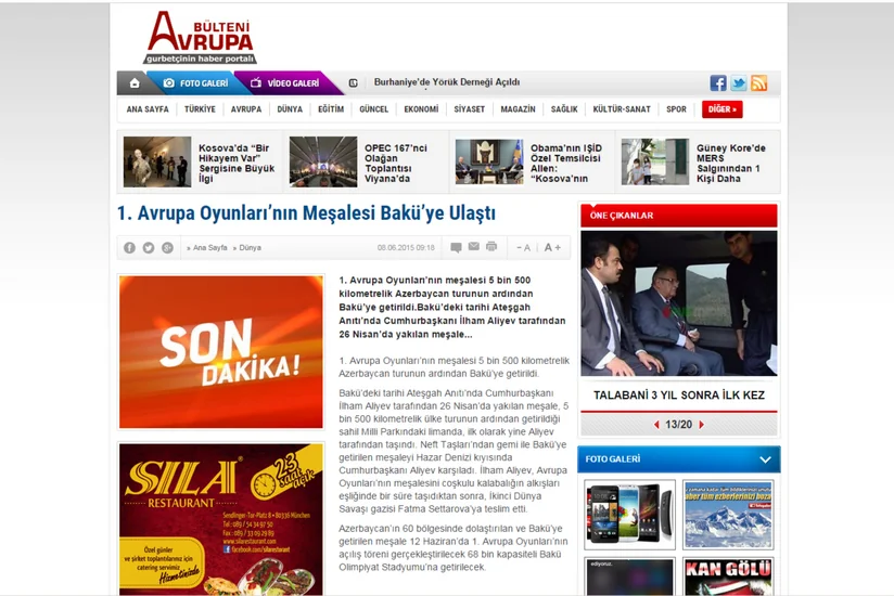 ​Türkiyə KİV: Avropa Oyunlarına hazırlıq başa çatıb