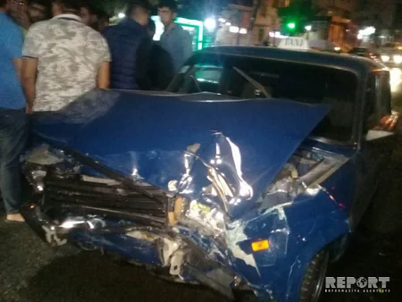 Bakıda avtoxuliqanlıq edən taksi sürücüsü qəza törədib - FOTO