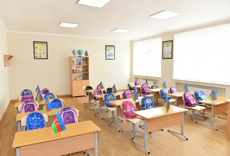 President Ilham Aliyev views the secondary school No 201 in Nizami district after major overhaul