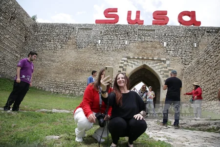 International travelers visit Shusha
