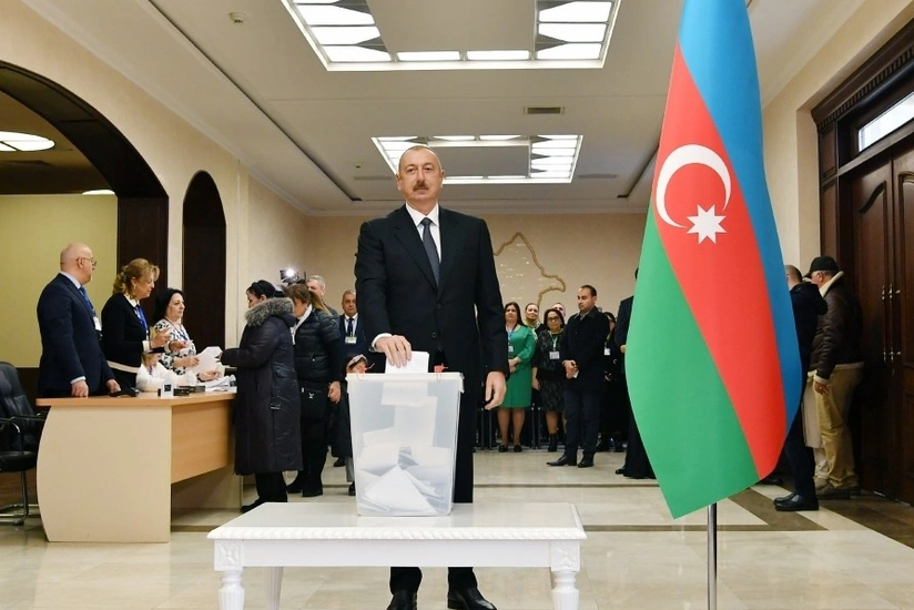 President Ilham Aliyev votes in parliamentary elections