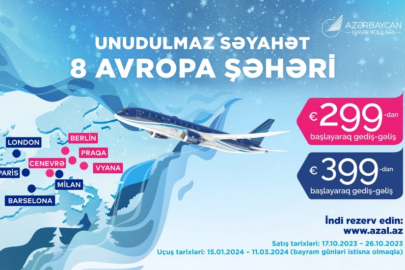 AZAL presents special offer from Baku to 8 European cities