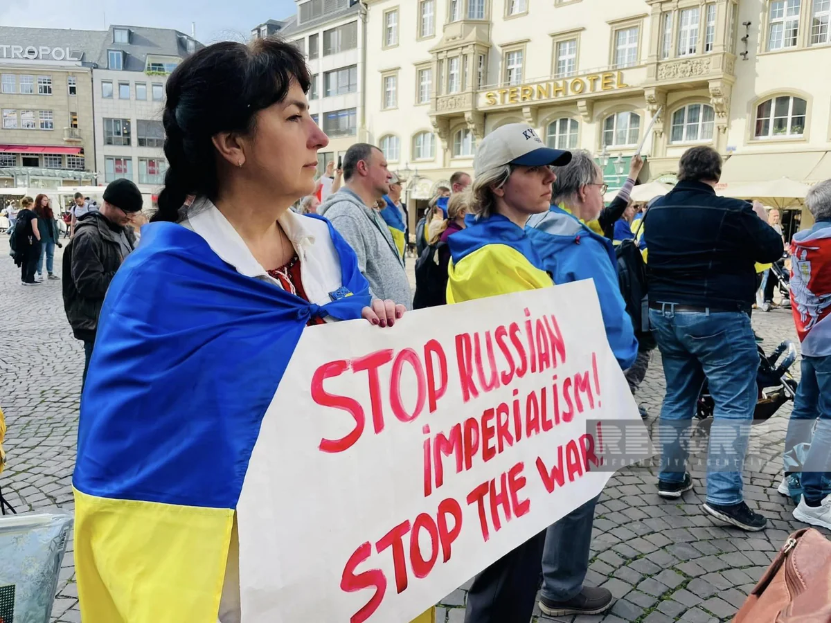 Ukrayna qaçqınları Almaniyada aksiya keçiriblər