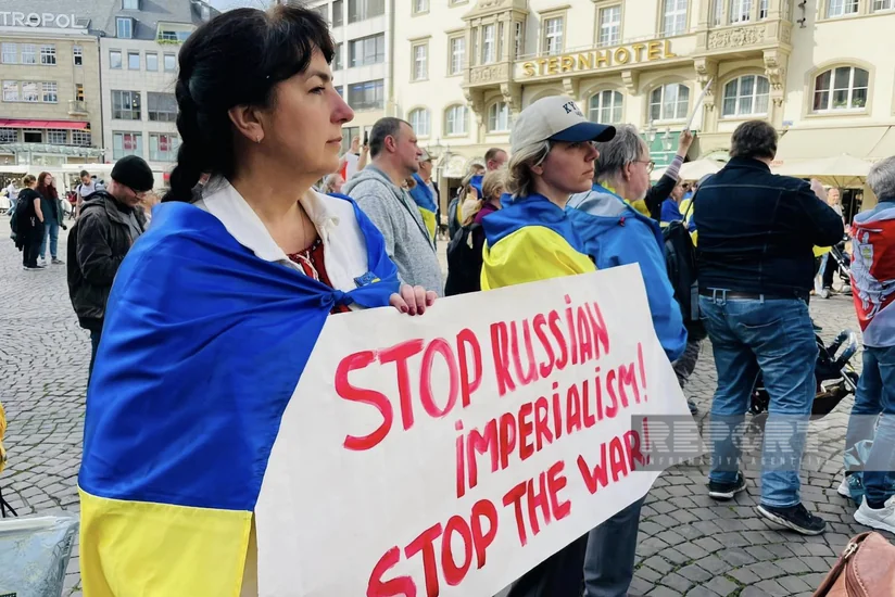 Ukrayna qaçqınları Almaniyada aksiya keçiriblər