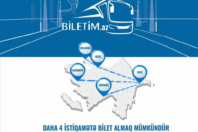 Daha 4 istiqamətdə “Biletim.az” portalından onlayn bilet almaq mümkün olub