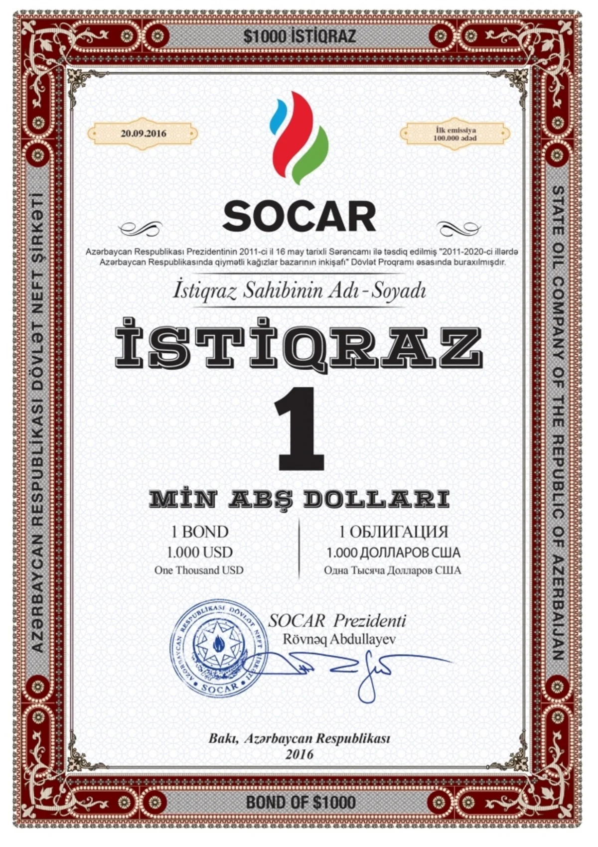 SOCAR takes bonds to secondary market
