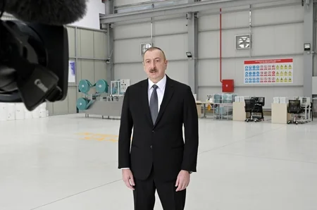 President Aliyev inaugurates medical face masks manufacturing enterprise