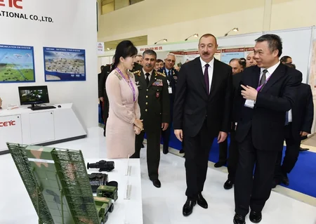 President Ilham Aliyev views 3rd Azerbaijan International Defense Exhibition ADEX 2018