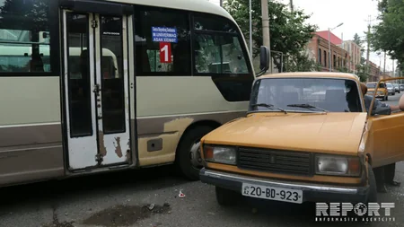 ​Gəncədə sərnişin avtobusu qəzaya düşüb, xəsarət alanlar var - FOTO