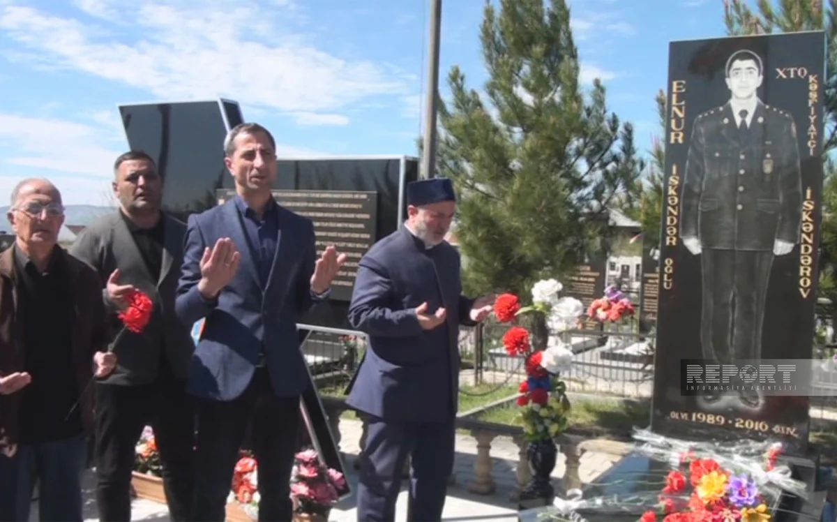 Şəkidə aprel şəhidi Elnur İsgəndərovun anım mərasimi keçirilib