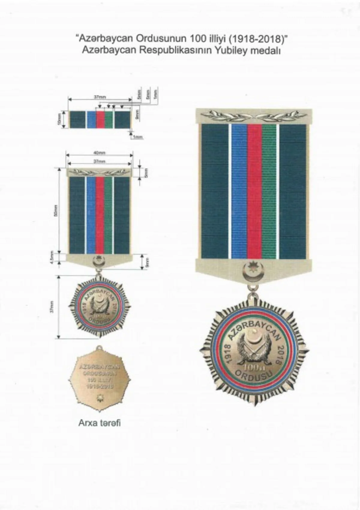 “Azərbaycan Ordusunun 100 illiyi (1918-2018)” yubiley medalı təsis olunub