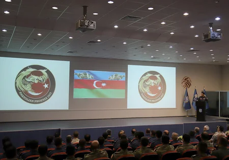 Azerbaijani military pilots perform tasks in international training
