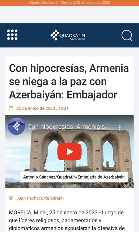 Mexican press once again exposes slander of Armenian side