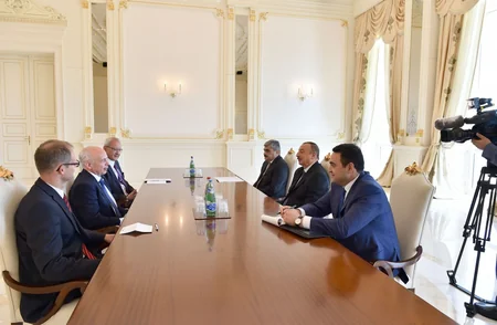 President Ilham Aliyev receives a delegation of the Swiss Confederation