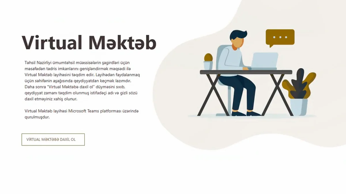 Virtual məktəbdə birinci sinif üzrə qeydiyyat mümkündür