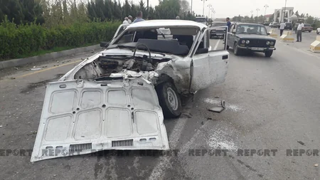 Kürdəmirdə avtomobil qəzası baş verib, xəsarət alan var
