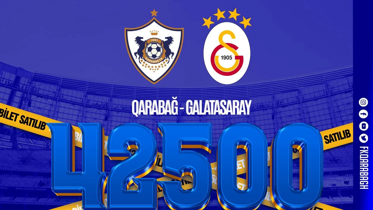Qarabağ - Qalatasaray: İlk gündə satılan biletlərin sayı açıqlanıb