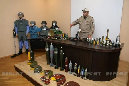 Azad edilmiş ərazilərdə aşkarlanan mina və sursatlarla bağlı sərgi təşkil olunub