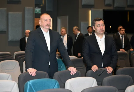 Azərbaycan və Qırğızıstan prezidentləri Ağdam Konfrans Mərkəzi ilə tanış olublar - YENİLƏNİB
