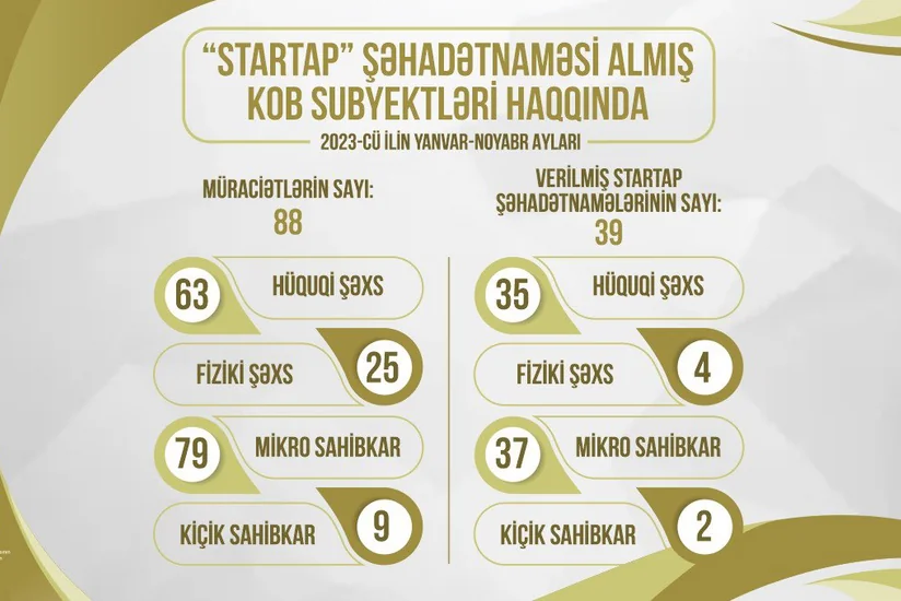 Azərbaycanda 11 ayda 39 KOB subyektinə Startap Şəhadətnaməsi verilib