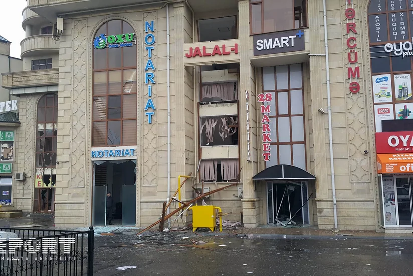 Bakının mərkəzindəki partlayış nəticəsində notarius kontoru və universitet binasına ziyan dəyib - FOTO