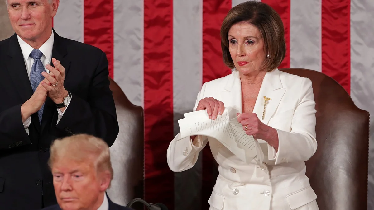 Pelosi rips up copy of Trump's State of Union address - VIDEO