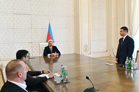 President Ilham Aliyev receives members of Azerbaijan national mini-football team