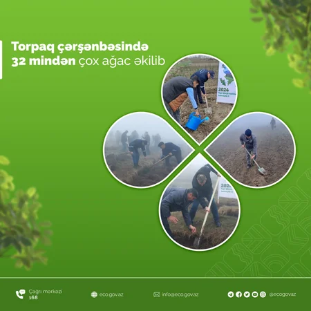 Azərbaycanın 12 rayonunda Torpaq çərşənbəsində 32 mindən çox ağac əkilib