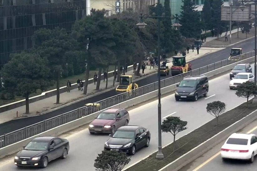 Bakının əsas prospektlərindən birində nəqliyyatın hərəkəti məhdudlaşdırılıb