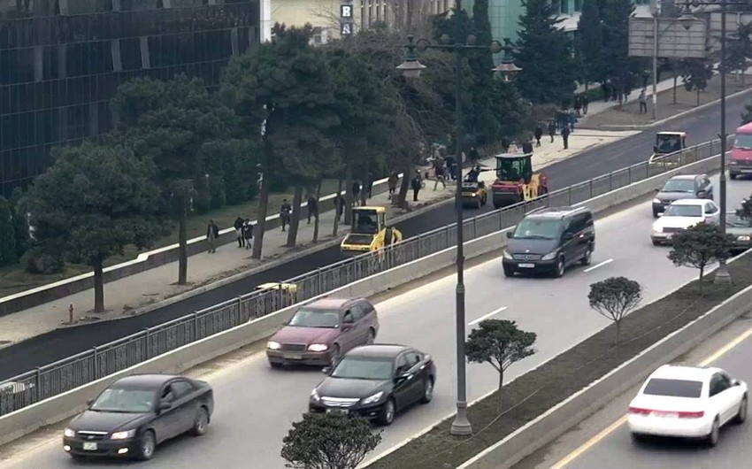 Bakının əsas prospektlərindən birində nəqliyyatın hərəkəti məhdudlaşdırılıb