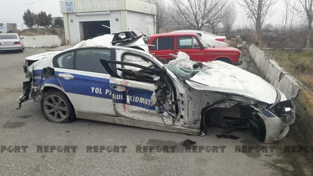 Bakı-Qazax yolunda daha bir qəza, 2 polis xəsarət aldı