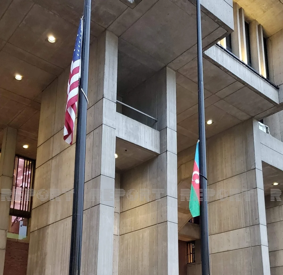Azerbaijani flag raised in front of Boston municipality