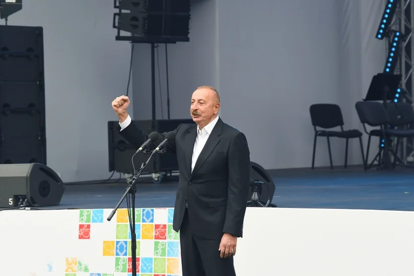 İlham Əliyev: Artıq dirçələn Laçın, dirçələn Qarabağ, dirçələn Şərqi Zəngəzur bizim gücümüzü göstərir