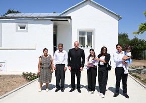 President Ilham Aliyev and First Lady Mehriban Aliyeva review restoration of private houses and infrastructure in Kolatag village of Aghdara