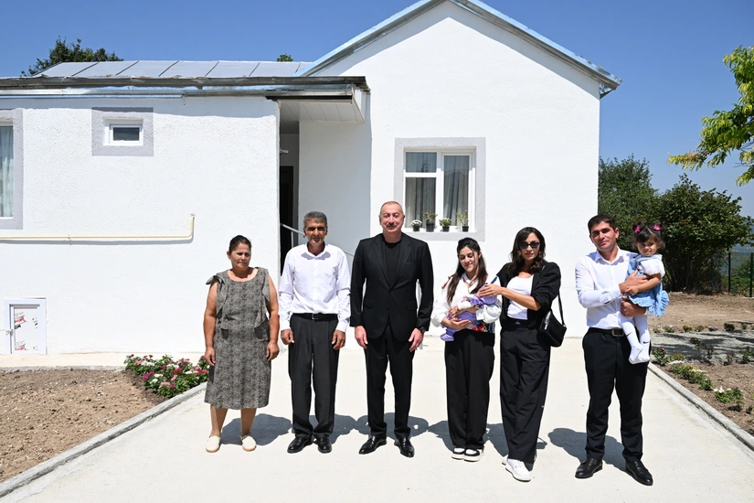 President Ilham Aliyev and First Lady Mehriban Aliyeva review restoration of private houses and infrastructure in Kolatag village of Aghdara