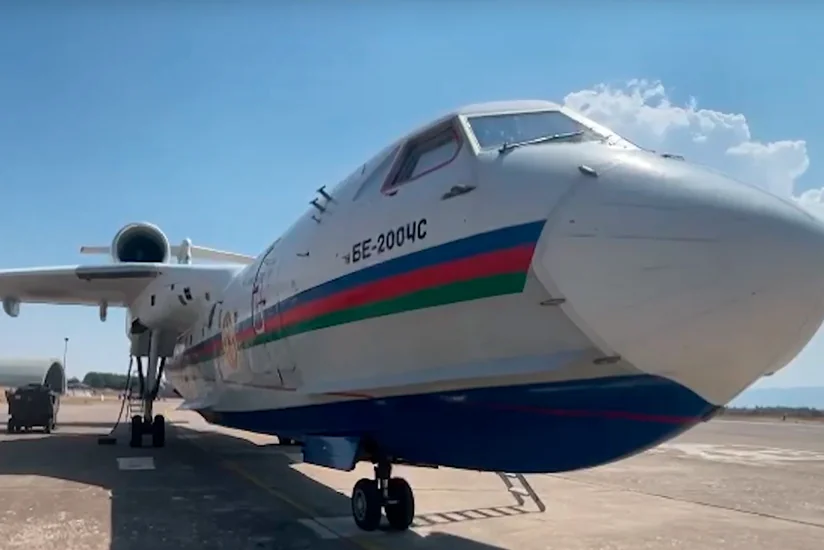 FHN: Amfibiya tipli təyyarə İzmir-Urla istiqamətindəki meşə yanğını ilə mübarizəyə cəlb olunub