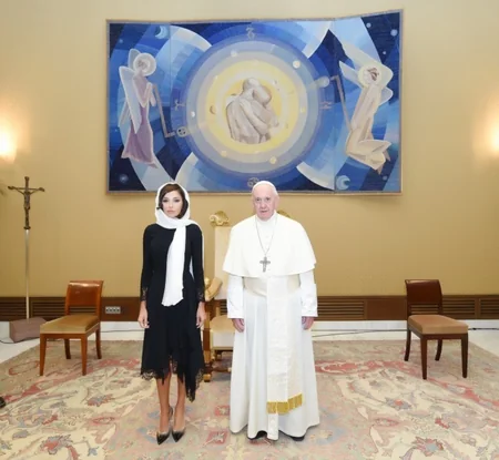 First Vice-President of Azerbaijan Mehriban Aliyeva meets with Pope Francis