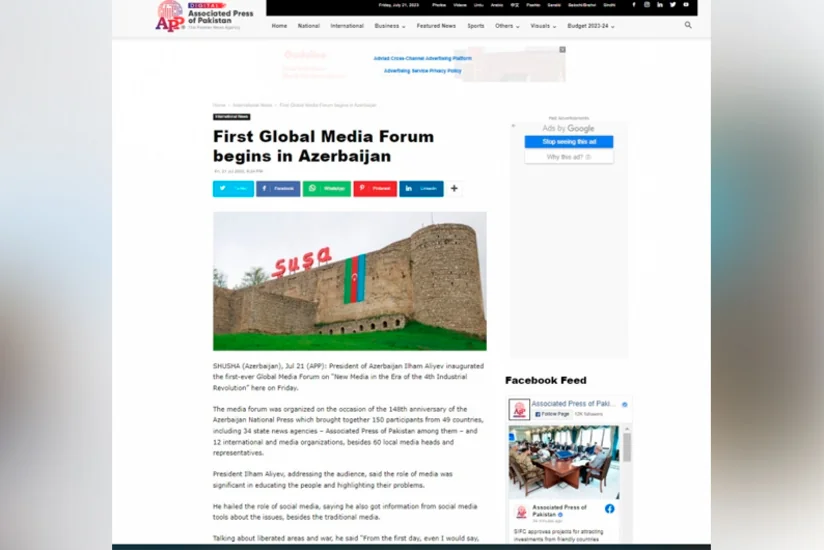 Prezident İlham Əliyevin Şuşa Qlobal Media Forumundakı çıxışı dünya mediasının diqqət mərkəzindədir