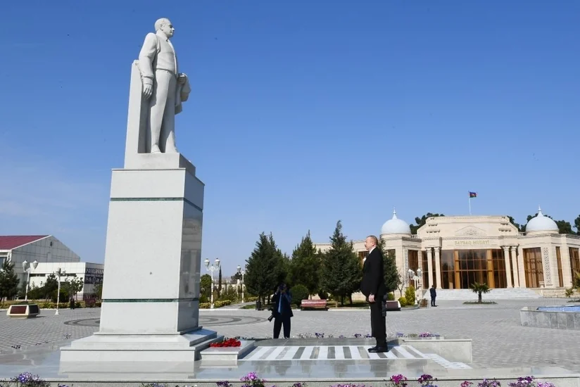 President Ilham Aliyev arrives in Goranboy