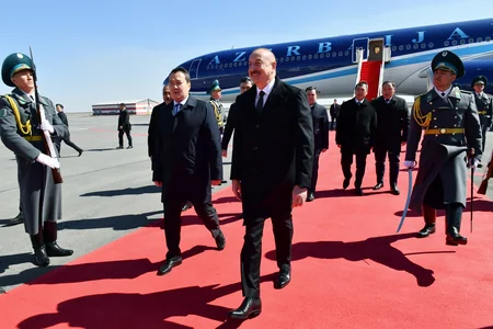 President Ilham Aliyev arrives in Kazakhstan for official visit