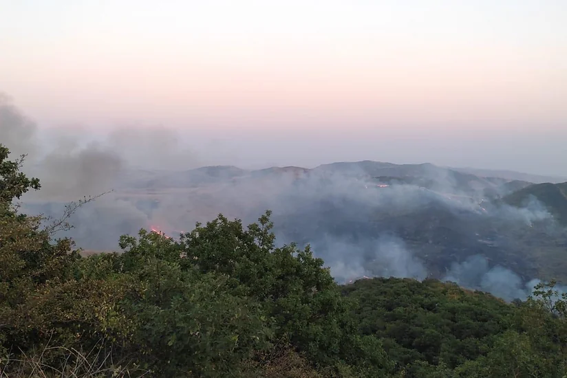 В Шамкире начался пожар в горной местности