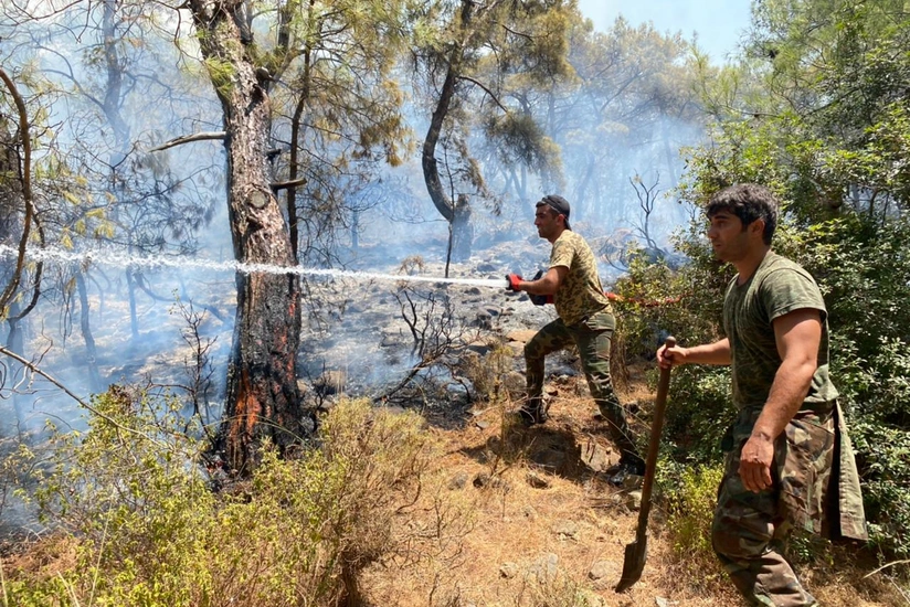 Turkish-Azerbaijani fire brigades put out blaze in Buldan